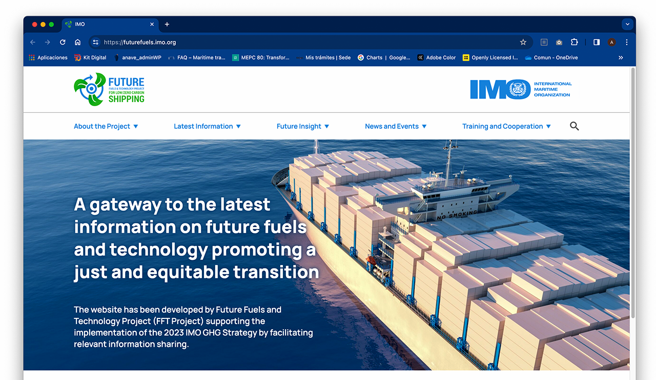 Portada de la nueva página web de la OMI sobre combustibles y tecnologías de futuro.