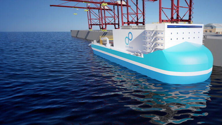 Infografía del proyecto de central nuclear flotante de Core Power.