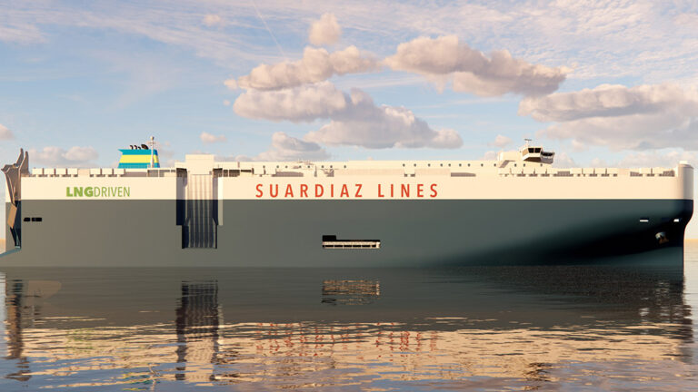 Infografía del nuevo car carrier propulsado por GNL de Suardiaz.