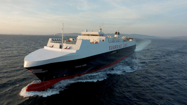 Uno de los buques pertenecientes a la flota de Grupo Suardiaz, el car carrier Suar Vigo.