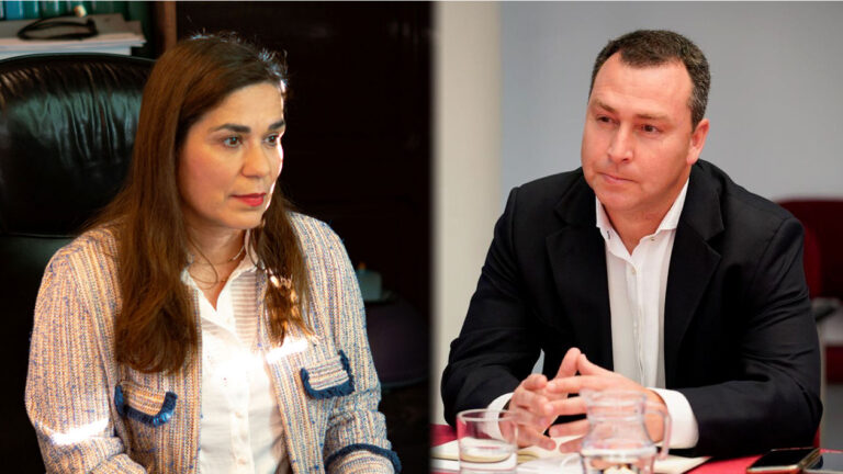 La nueva directora general de la Marina Mercante, Ana Núñez, y el presidente de Puertos del Estado, Gustavo Santana.