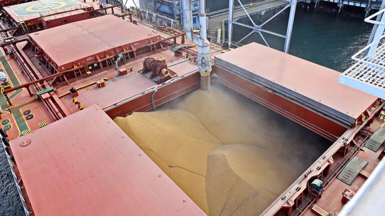 Un granelero carga cereal.