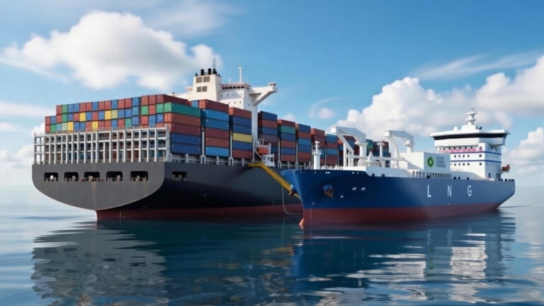 Recreación del nuevo buque de suministro de GNL como combustible de Naturgy.