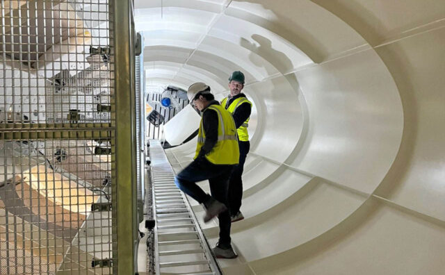 Interior de las velas de succión que se instalarán a bordo del Santiago I.