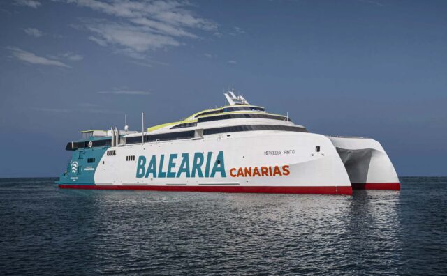Balearia tiene previsto destinar su nuevo fast ferry catamarán Mercedes Pinto a las rutas de Canarias.
