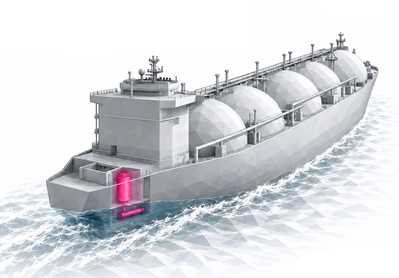 Infografía con la situación del reactor nuclear instalado a bordo del metanero
